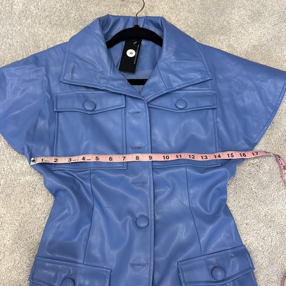 Blue Button-Up Mini Dress - Picture 9 of 10